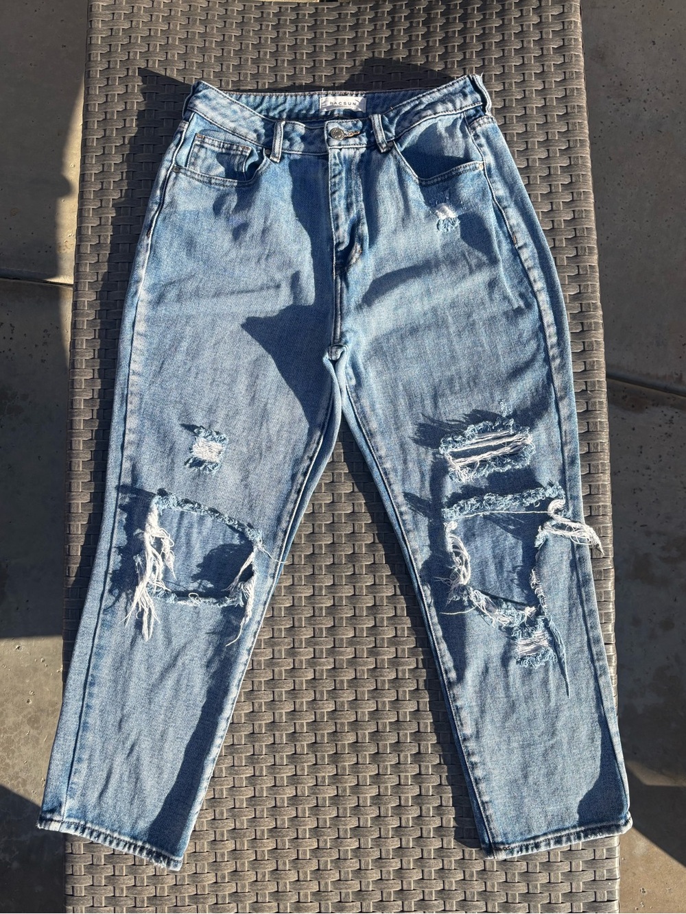 Pacsun Distressed Light Blue Mom Jeans